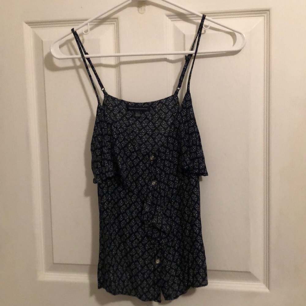 Blue Patterned Tank Top American Eagle Outfitters